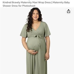 Kindred Bravely Sage Green Maternity Maxi Wrap Dress